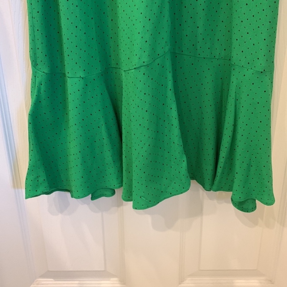 Whistles Kelly Green Micro Spot Polka Dot Modest Midi Dress Size 2 - Picture 7 of 12